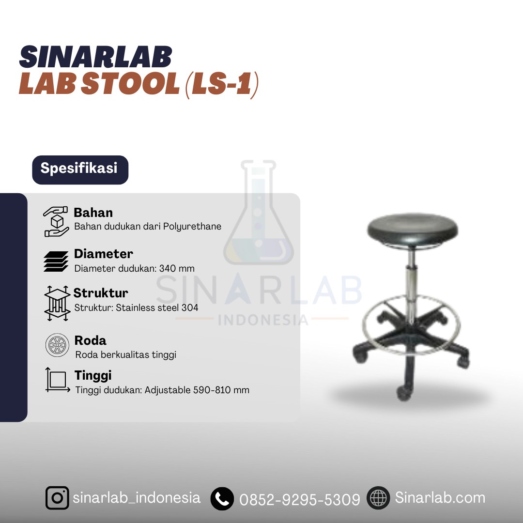 LAB STOOL (LS-1) | KURSI LABORATORIUM - SinarLab Indonesia